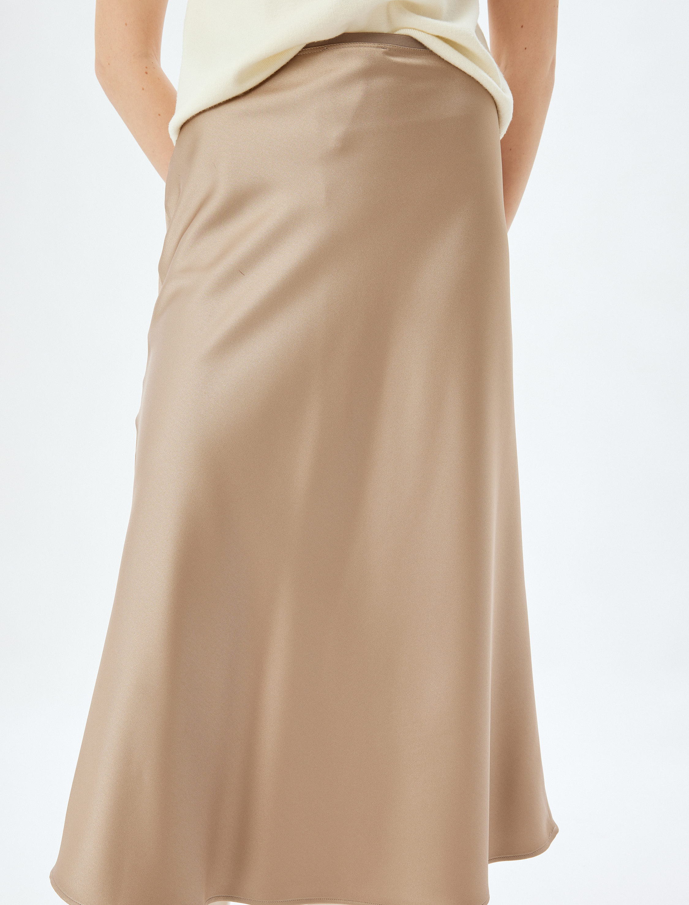   Saten Etek Midi Boy A Kesim Standart Bel