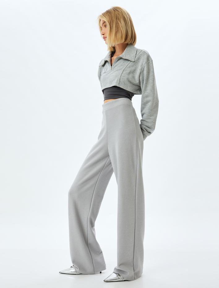  Eşofman Pantolon Yumuşak Dokulu Fitilli Düz Paça