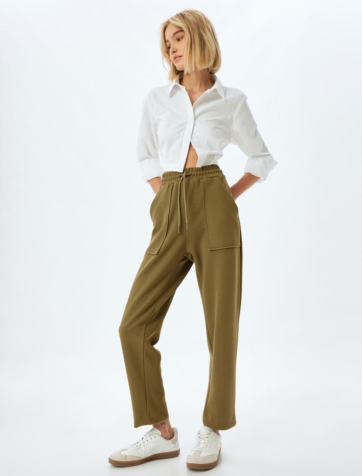  Eşofman Pantolon Cepli Beli Bağlamalı