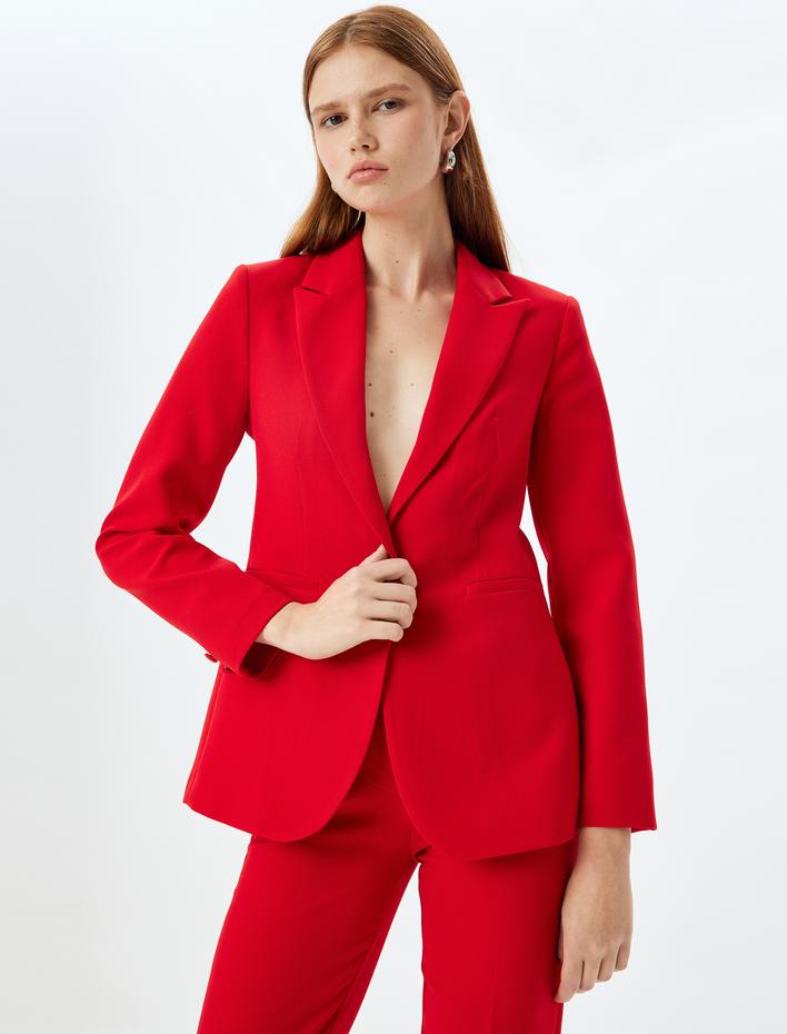  Blazer Ceket Kruvaze Yaka Cep Detaylı