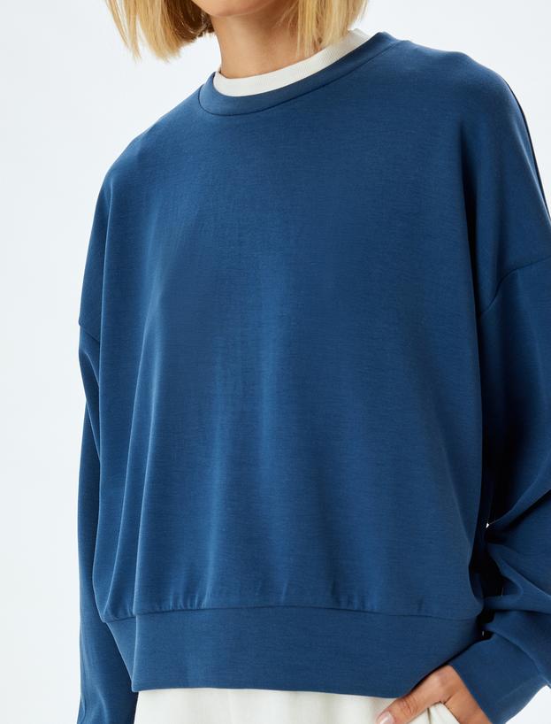 Basic Sweatshirt Bisiklet Yaka Uzun Kollu Modal Karışımlı_4