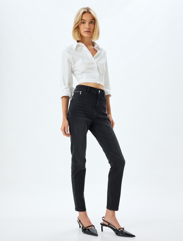 Yüksek Bel Kot Pantolon Dar Paça Push Up - Skinny Push Up Fit Jean_0