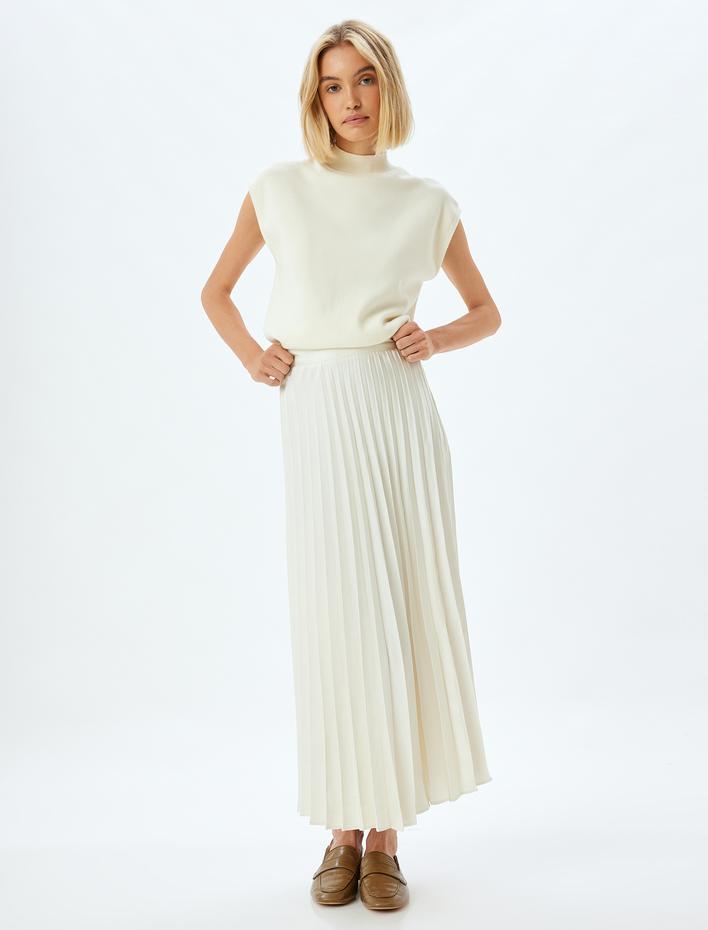  Midi Boy Pileli Saten Etek