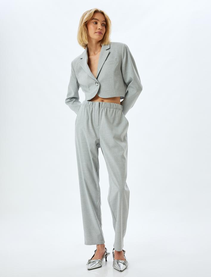  Cepli Beli Lastikli Yüksek Bel Havuç Pantolon