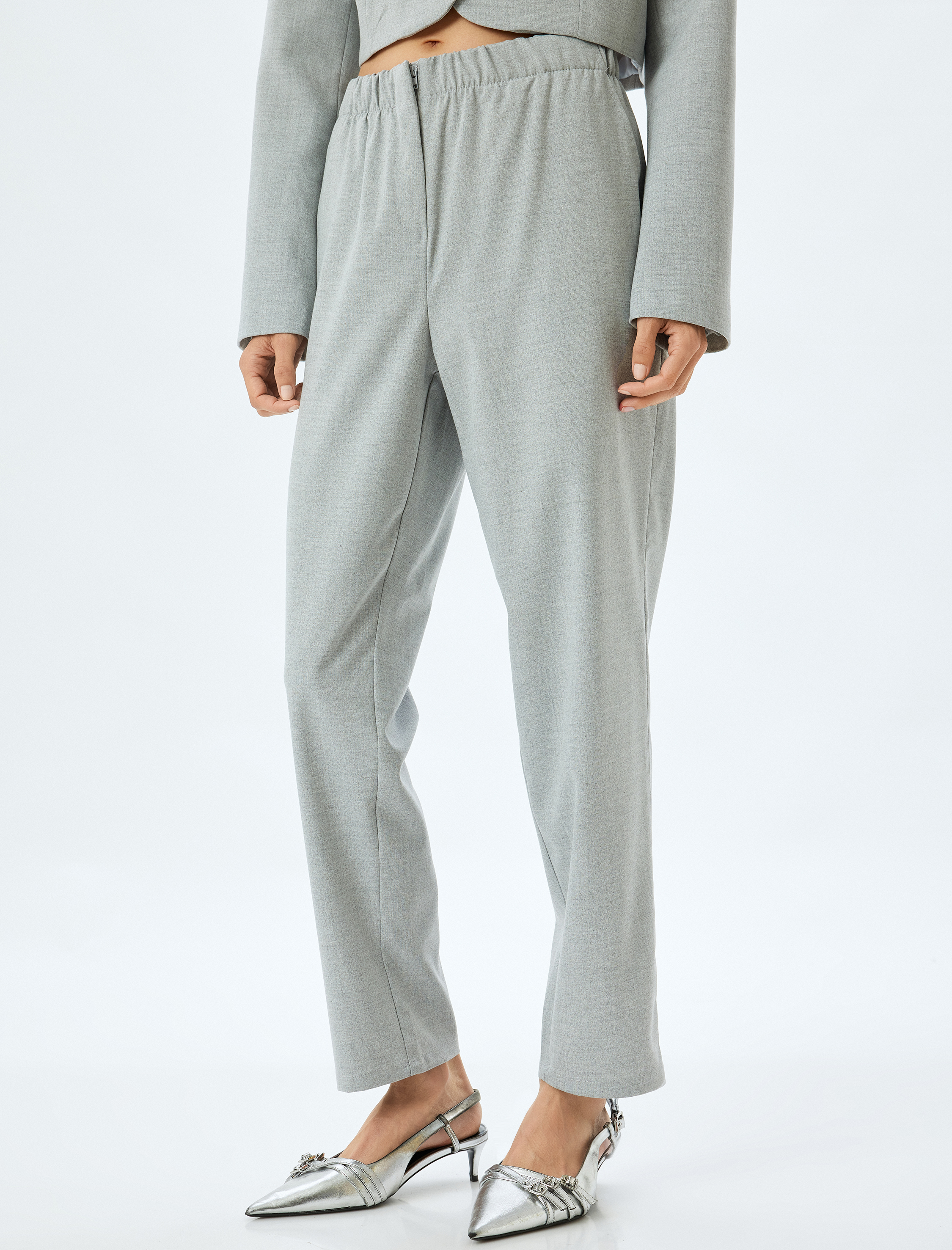   Cepli Beli Lastikli Yüksek Bel Havuç Pantolon