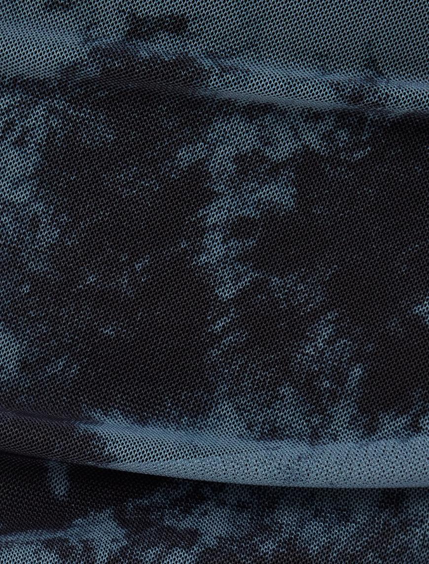   Midi Etek Tül Batik Görünümlü Drapeli Slim Fit