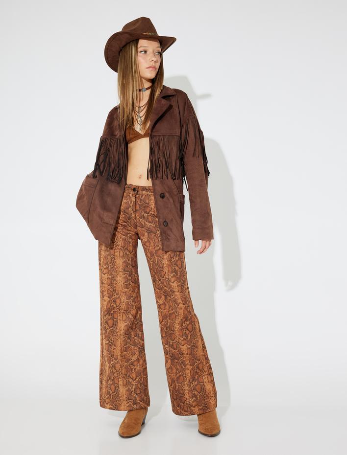  Koton X Zeynep Bastık - Süet Görünümlü Püskül Detaylı Ceket