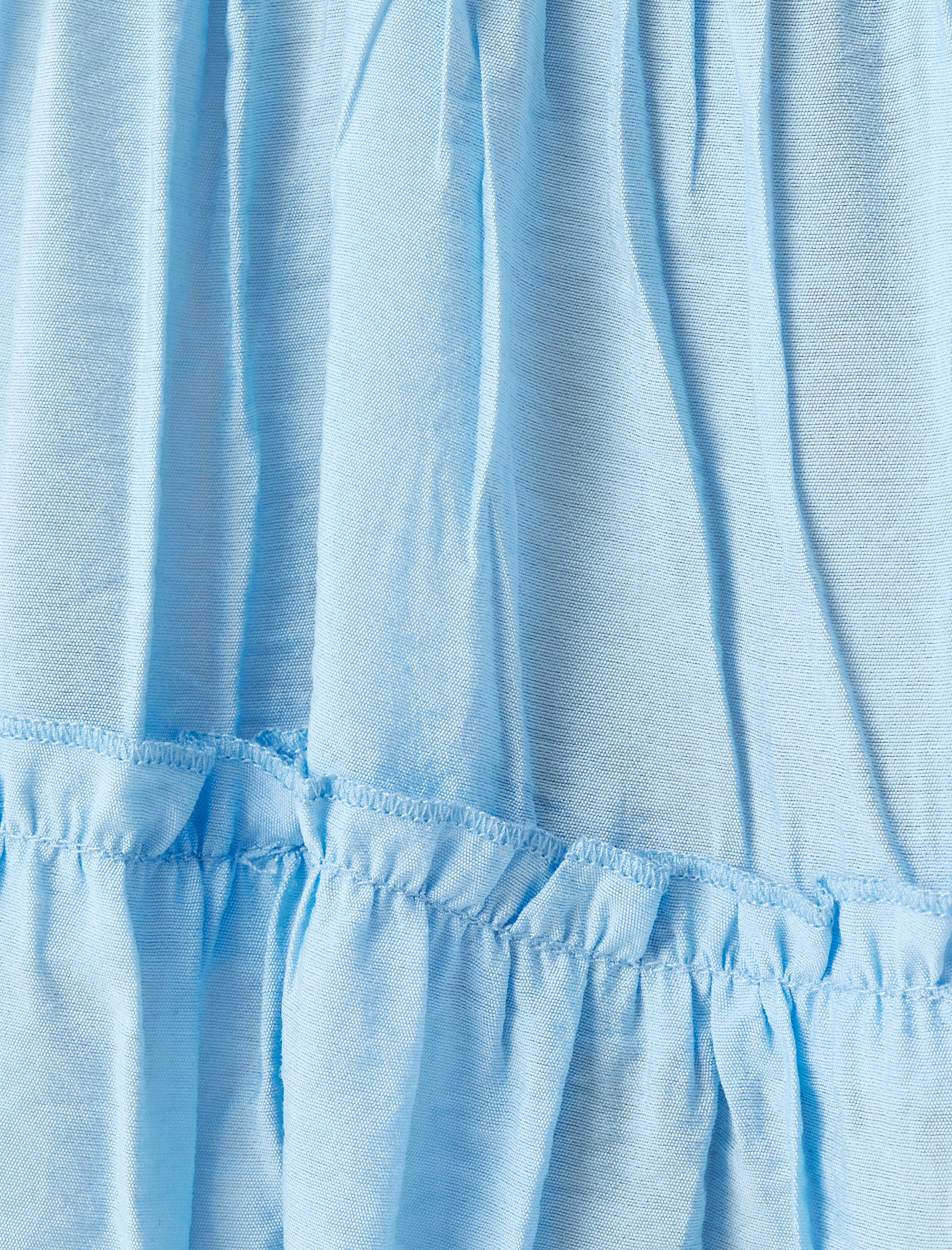 Mini Balon Kol Elbise Volanlı V Yaka Viskon