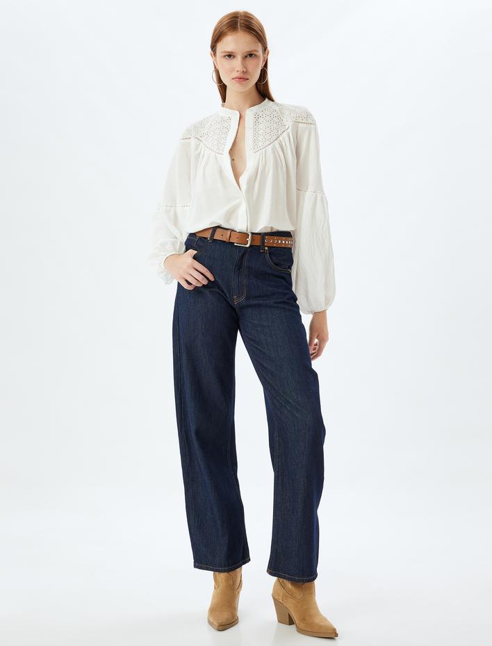  Oversize Fisto Gömlek Hakim Yaka Uzun Kollu Viskon