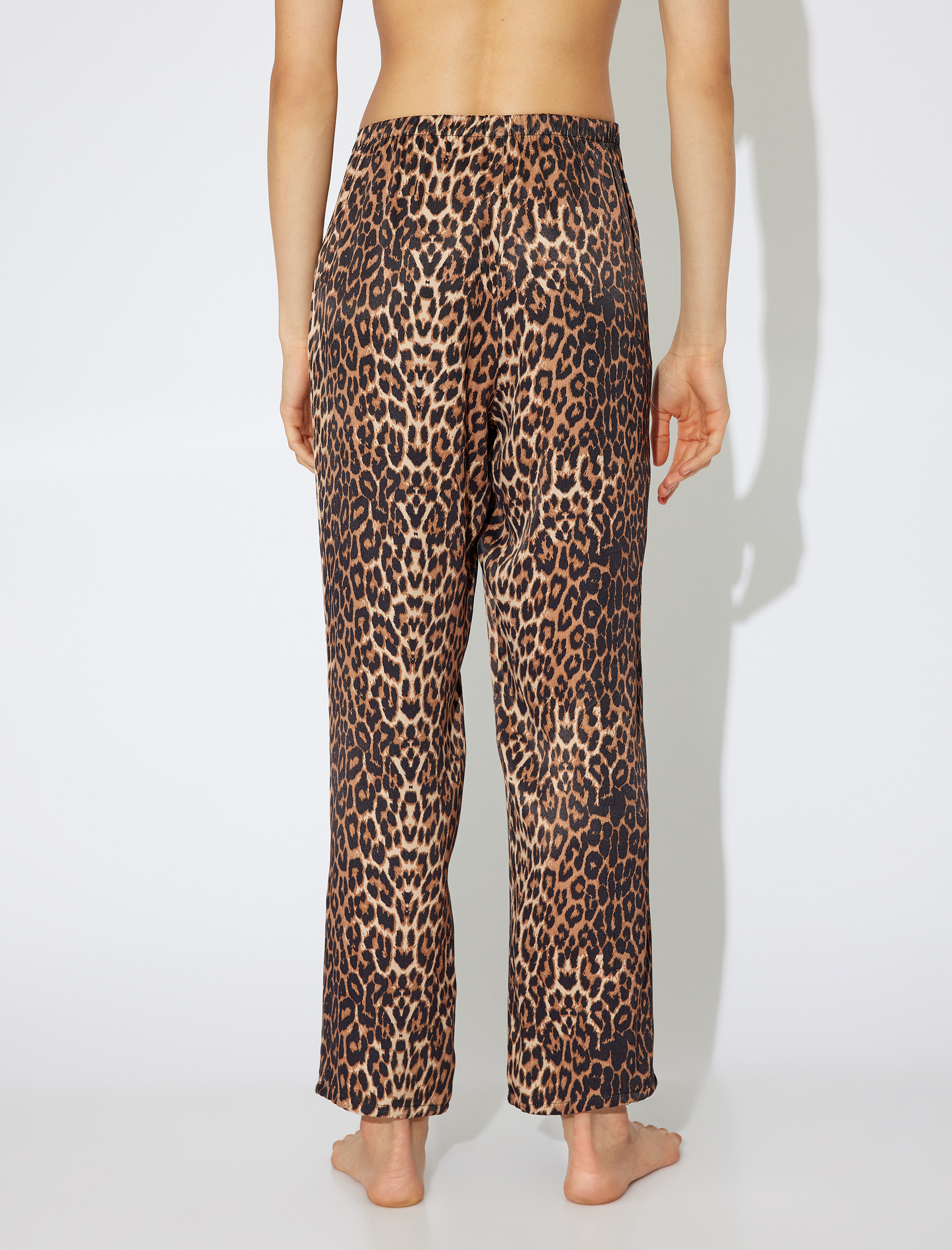Koton X Zeynep Bastık - Leopar Desenli Pijama Altı Bol Kalıp Viskon