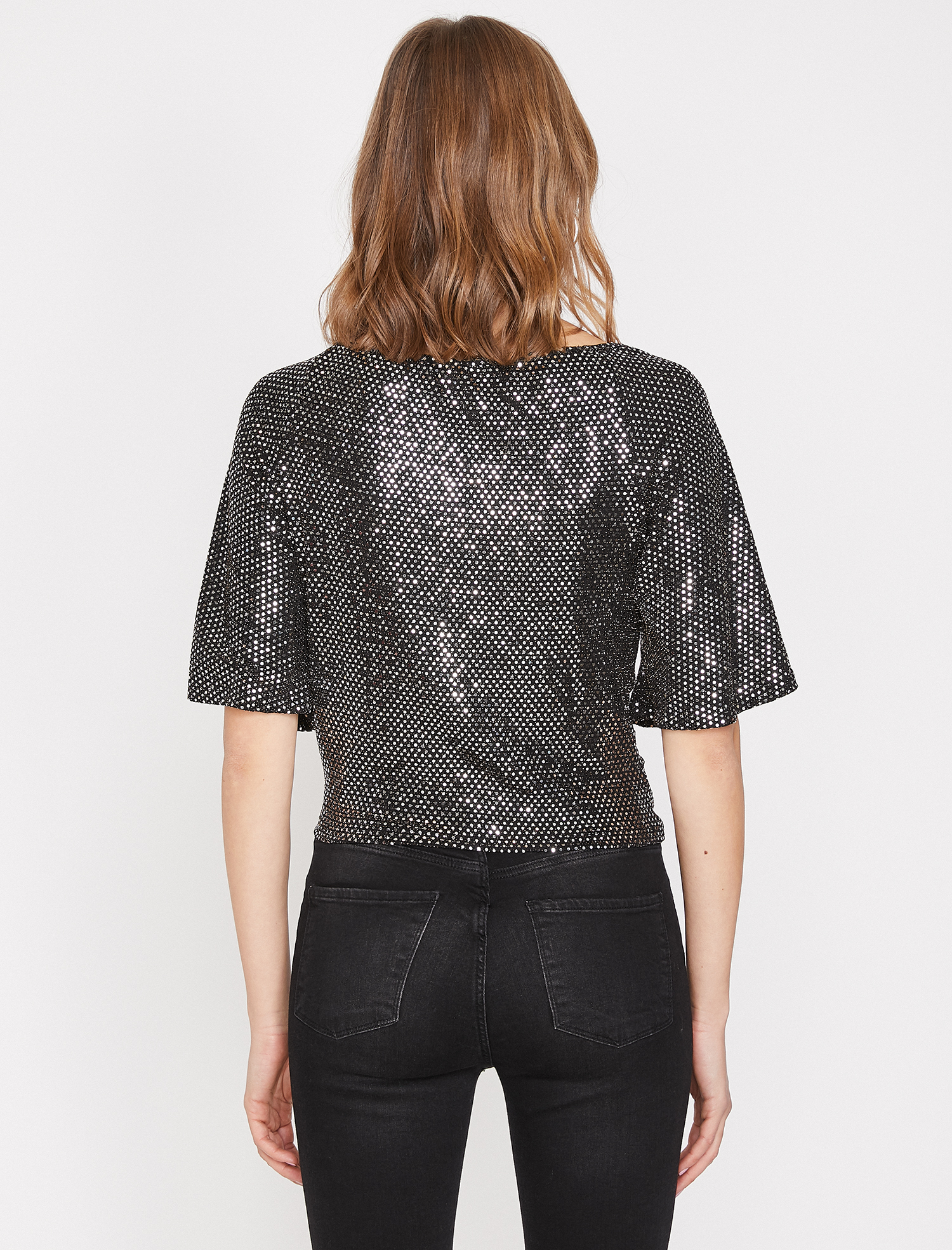   Pul Detaylı Abiye Bluz