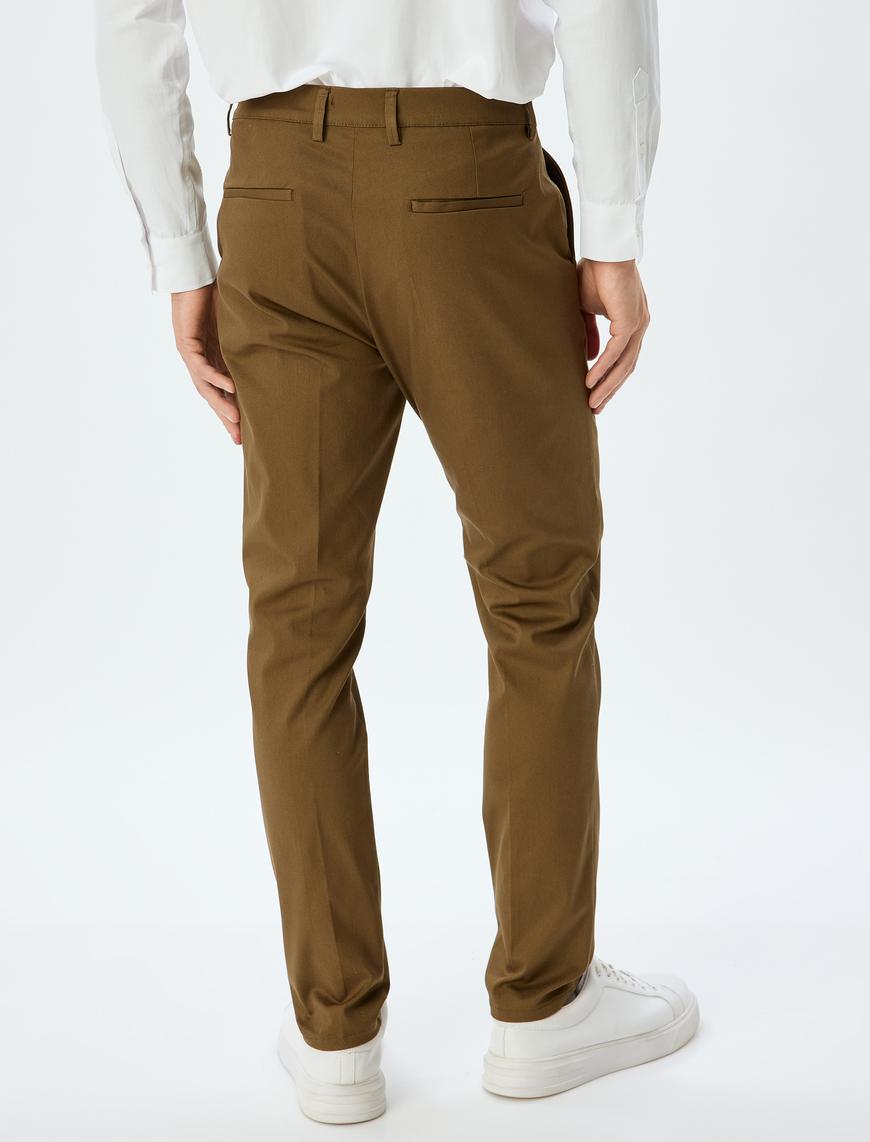   Chino Pantolon Slim Fit Cep Detaylı Pamuklu