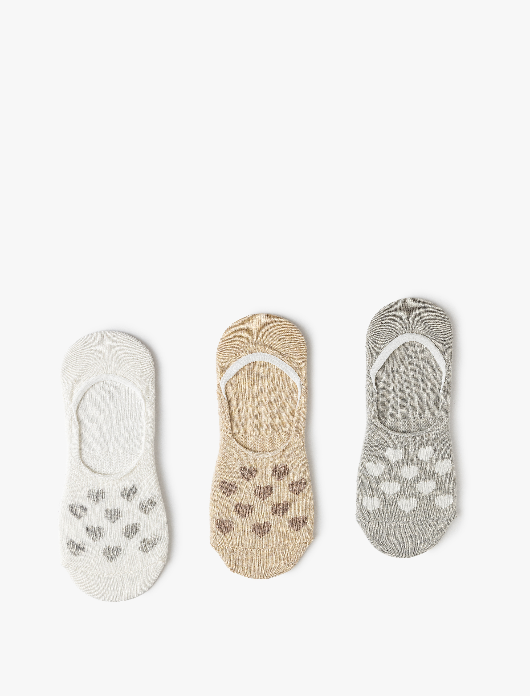  Kadın 3'lü Babet Çorap Seti Çok Renkli Kalpli