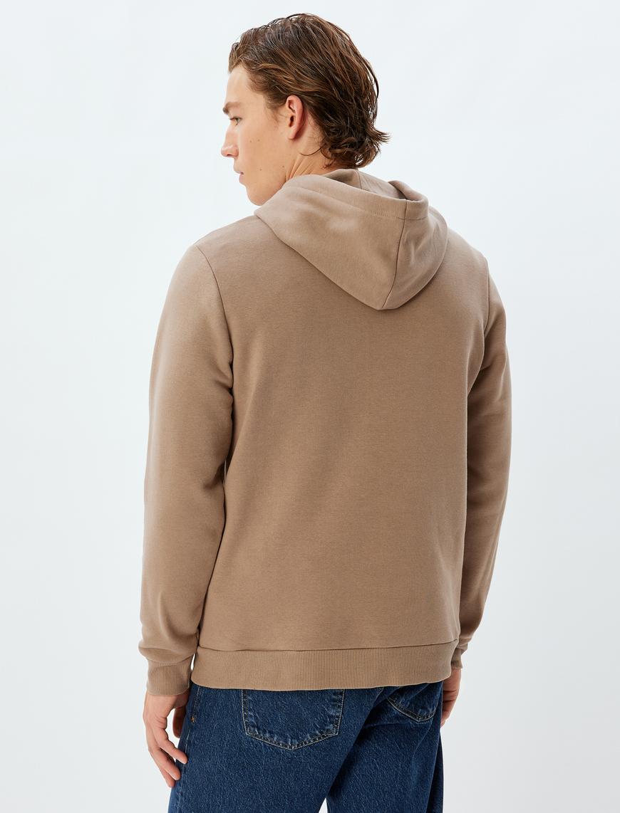   Şardonlu Pamuklu Basic Kapşonlu Sweatshirt