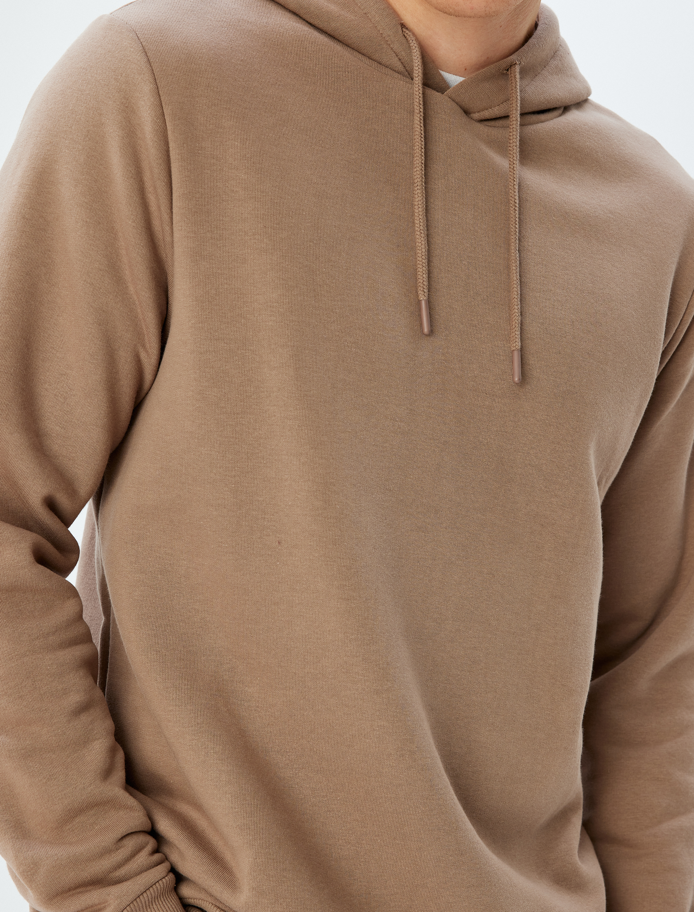   Şardonlu Pamuk Karışımlı Basic Kapşonlu Sweatshirt