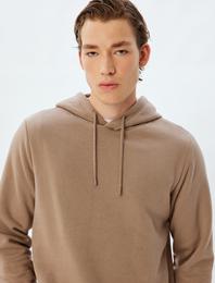 Şardonlu Pamuklu Basic Kapşonlu Sweatshirt