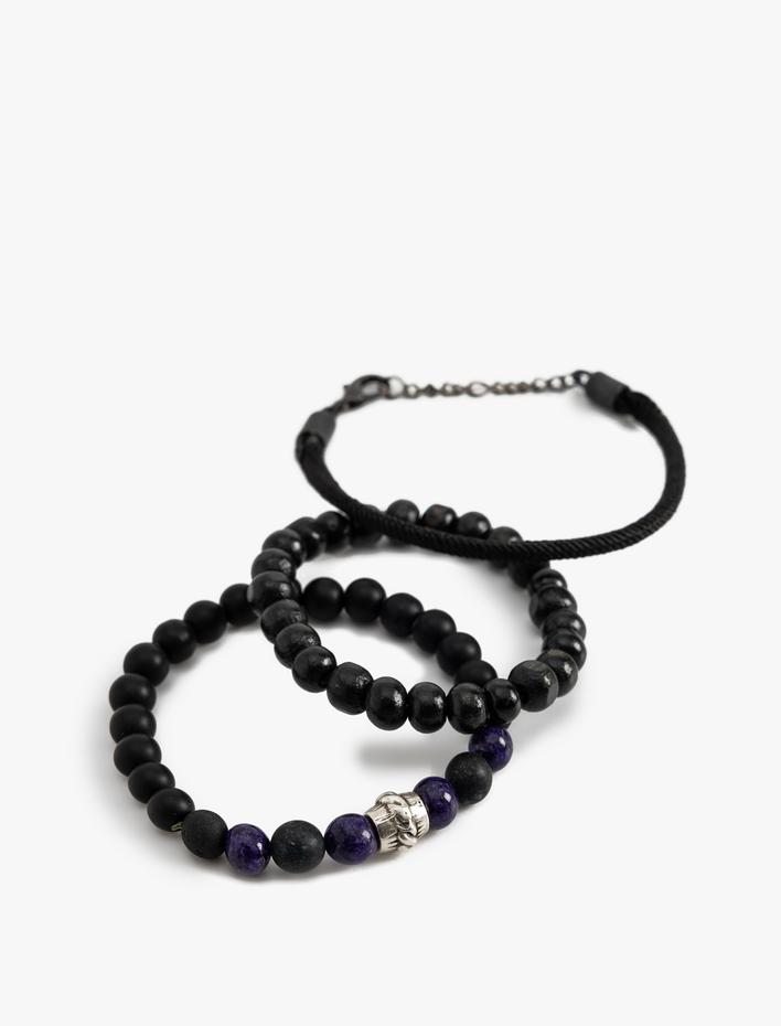 Erkek Bileklik Seti 3'lü Boncuklu