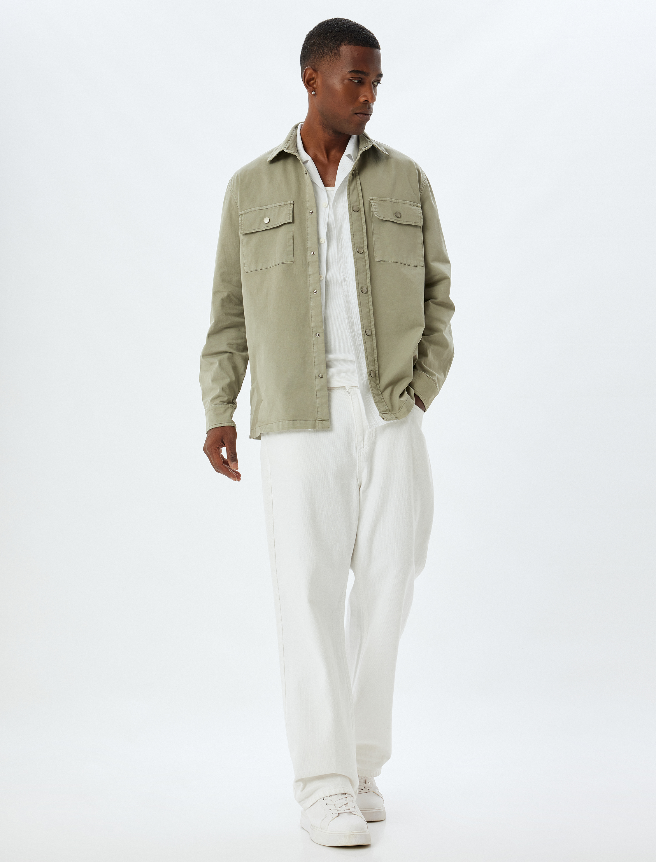   Gömlek Ceket Kapaklı Cep Detaylı Pamuklu