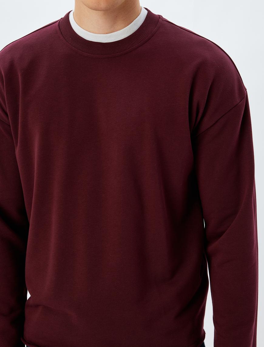   Oversize Sweatshirt Bisiklet Yaka Dikiş Detaylı Pamuklu
