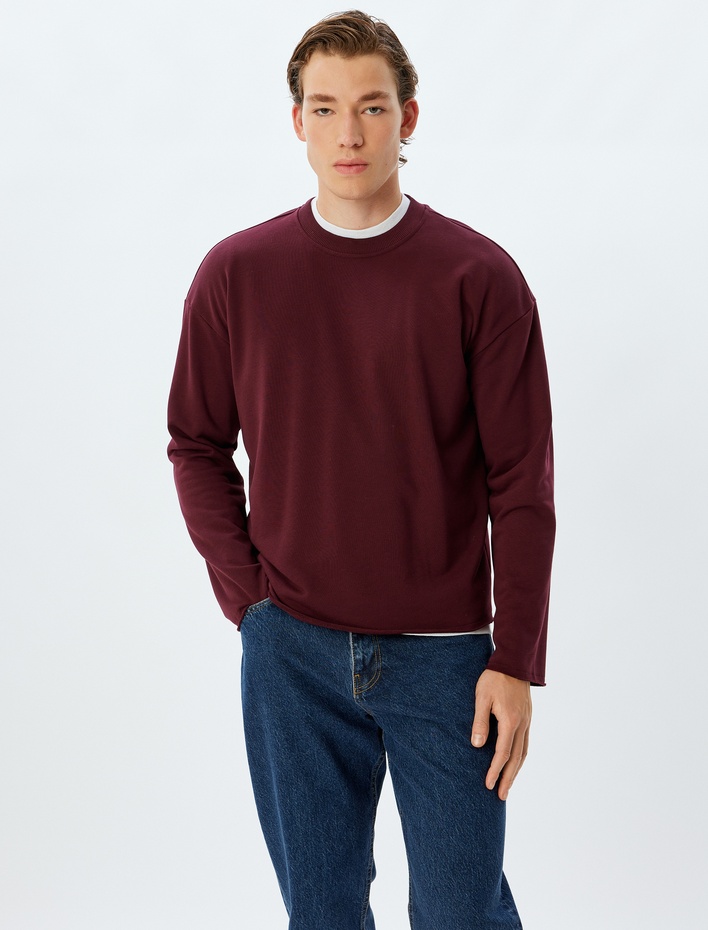  Oversize Sweatshirt Bisiklet Yaka Dikiş Detaylı Pamuklu