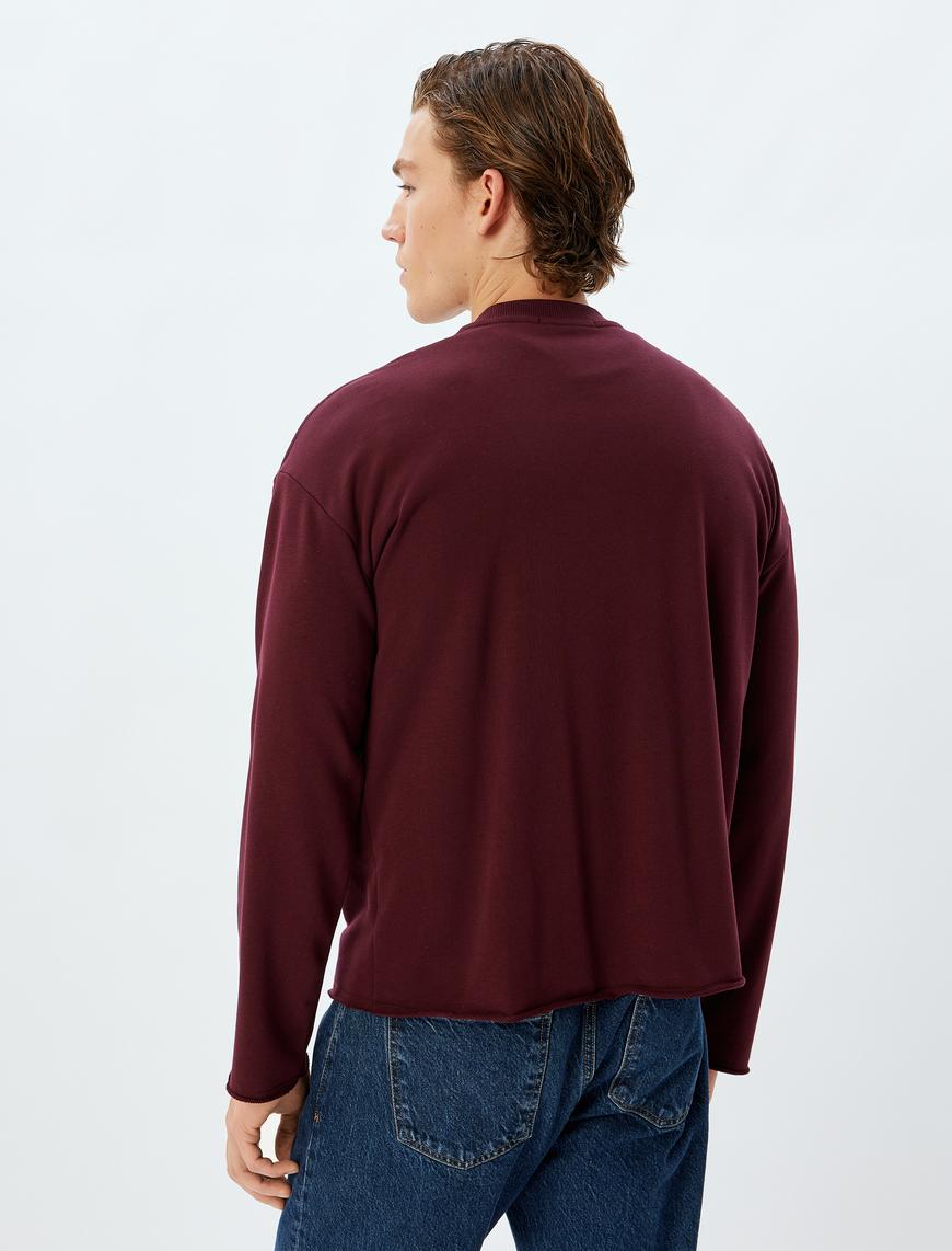   Oversize Sweatshirt Bisiklet Yaka Dikiş Detaylı Pamuklu