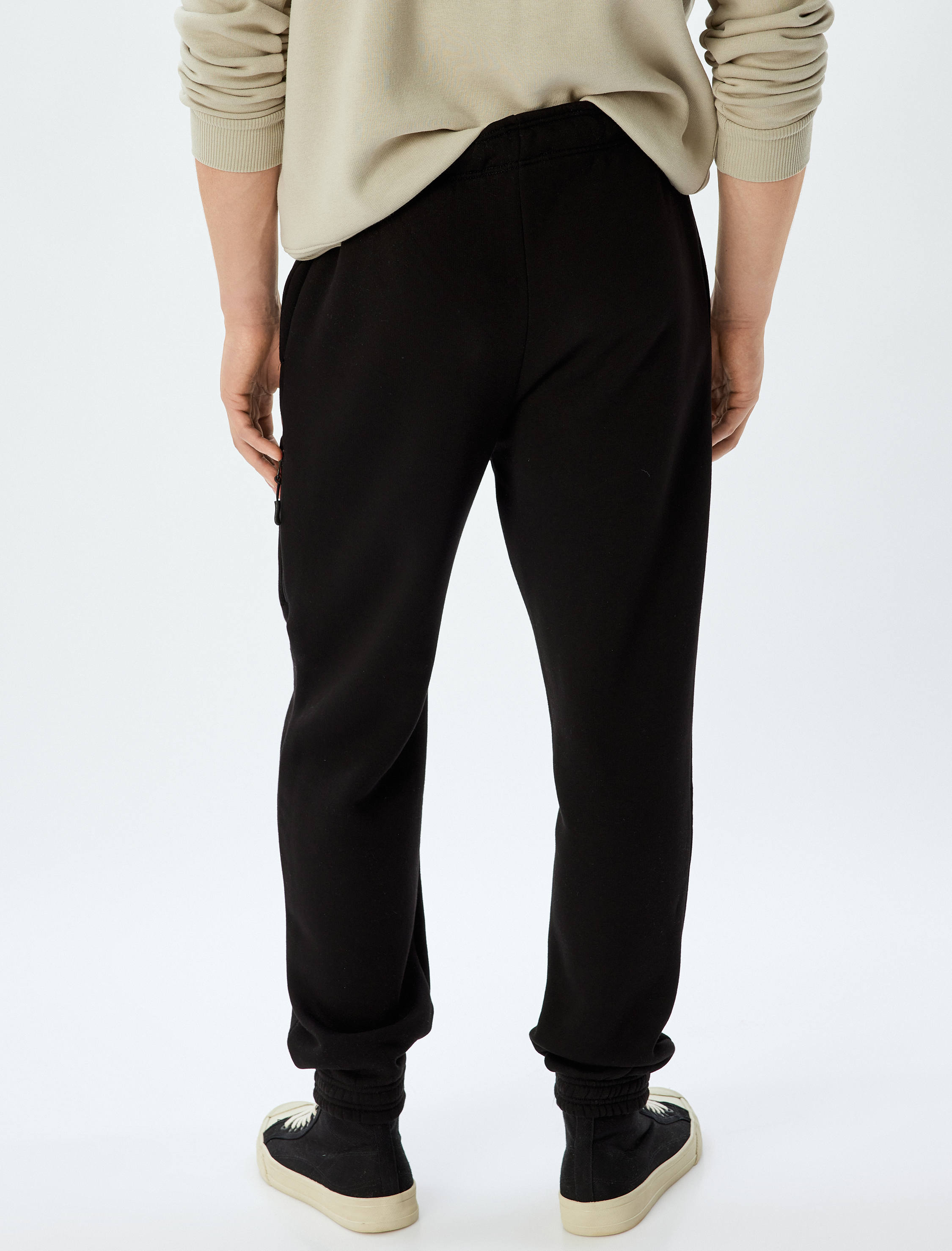   Fermuarlı Cepli Pamuk Karışımlı Şardonlu Beli Bağcıklı Kışlık Eşofman Altı