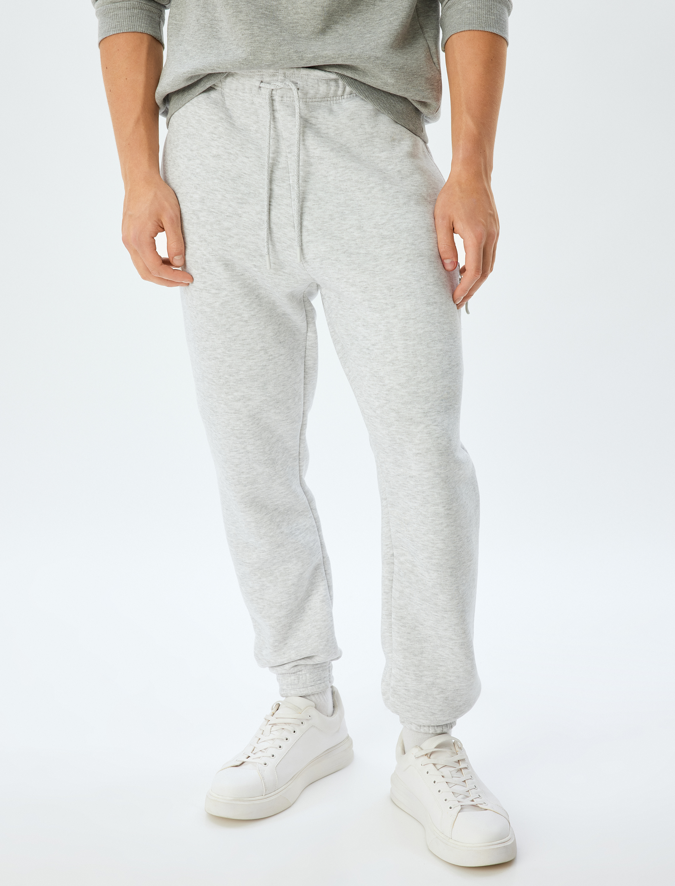   Fermuarlı Cepli Pamuk Karışımlı Şardonlu Beli Bağcıklı Kışlık Eşofman Altı