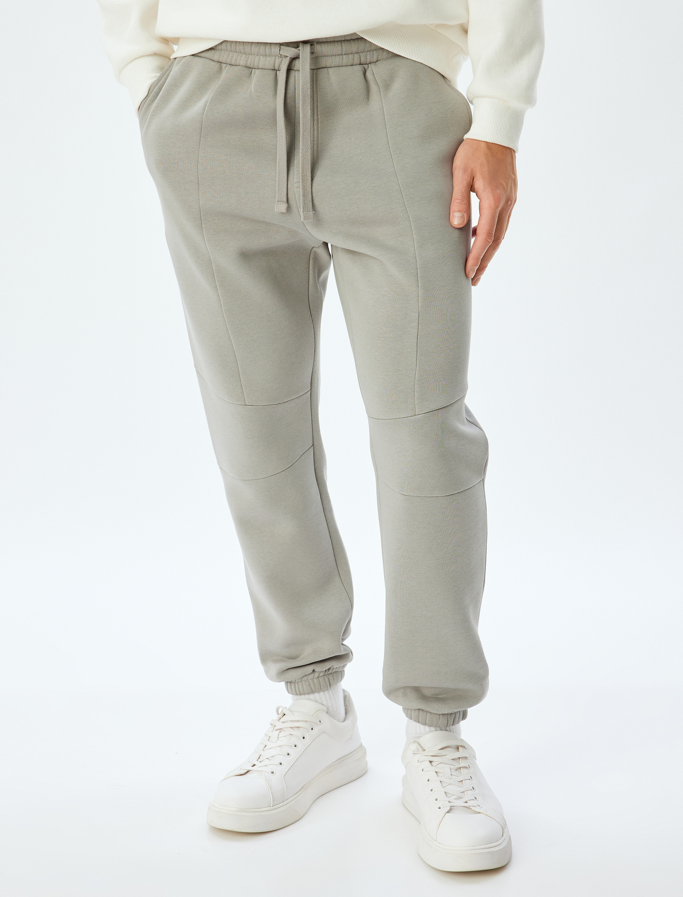   Kışlık Eşofman Altı Beli Bağcıklı Dikiş Detaylı Cepli Şardonlu Pamuk Karışımlı