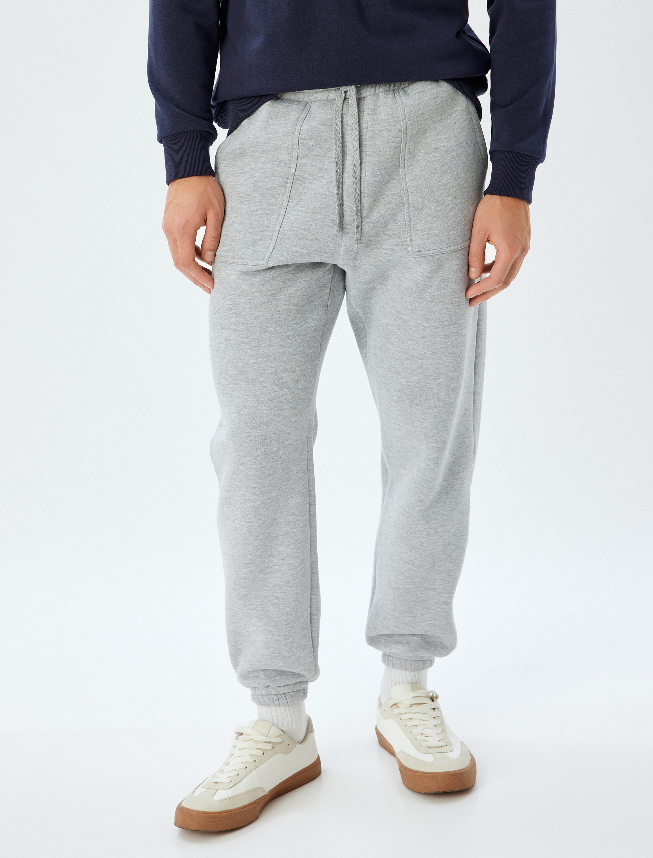   Kışlık Eşofman Altı Beli Bağcıklı Chino Cep Detaylı Şardonlu Pamuk Karışımlı