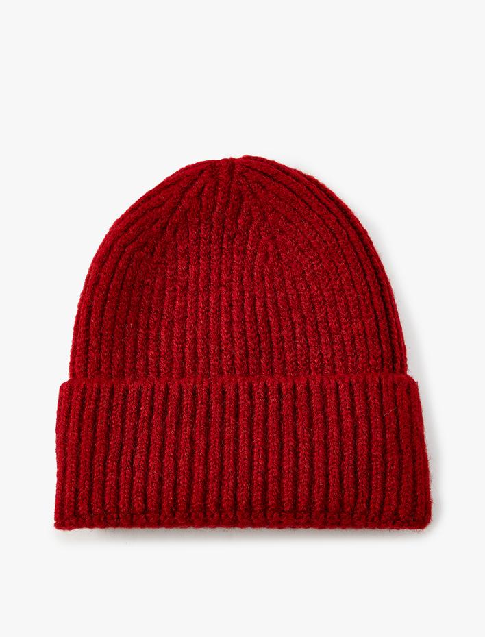 Kadın Lastikli Örgü Bere Kenarları Katlı