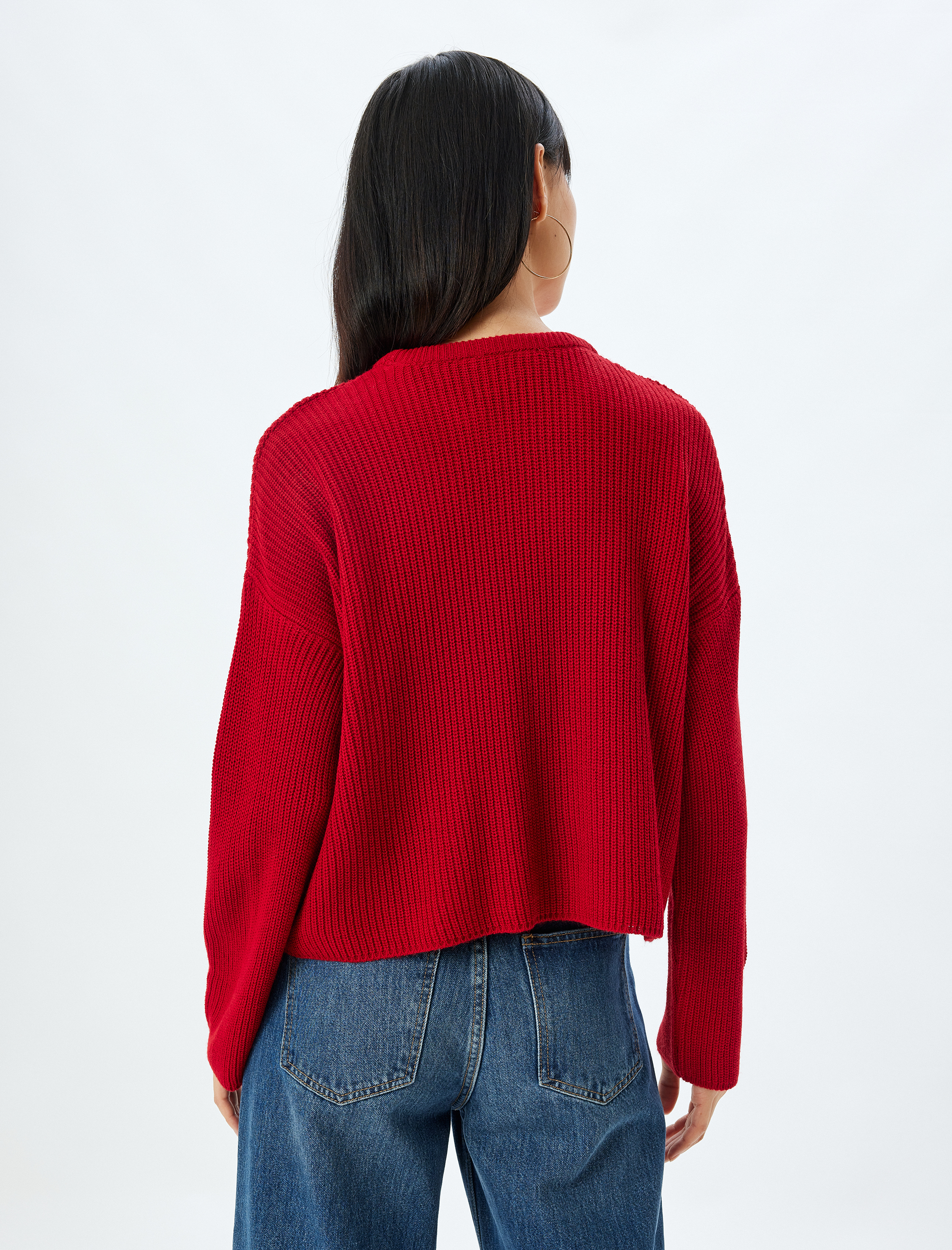 Basic Triko Kazak Yuvarlak Yaka Uzun Kollu Regular Fit