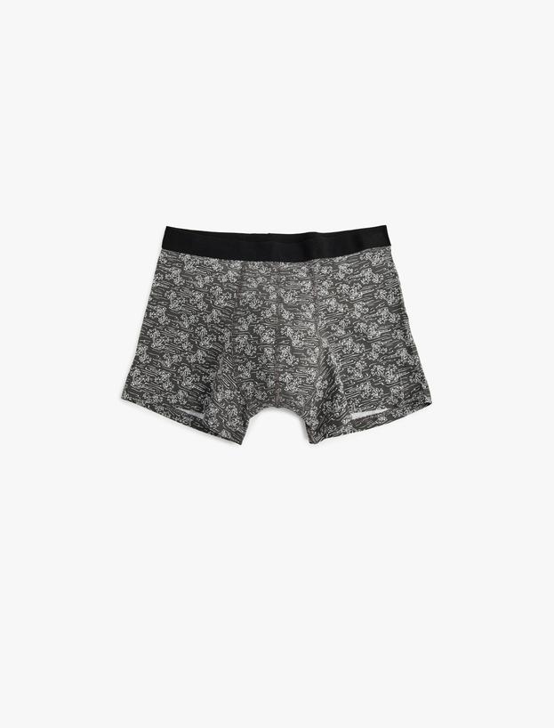 Boxer Seti 3'lü Slim Fit Palmiye Baskılı Pamuk Karışımlı_2