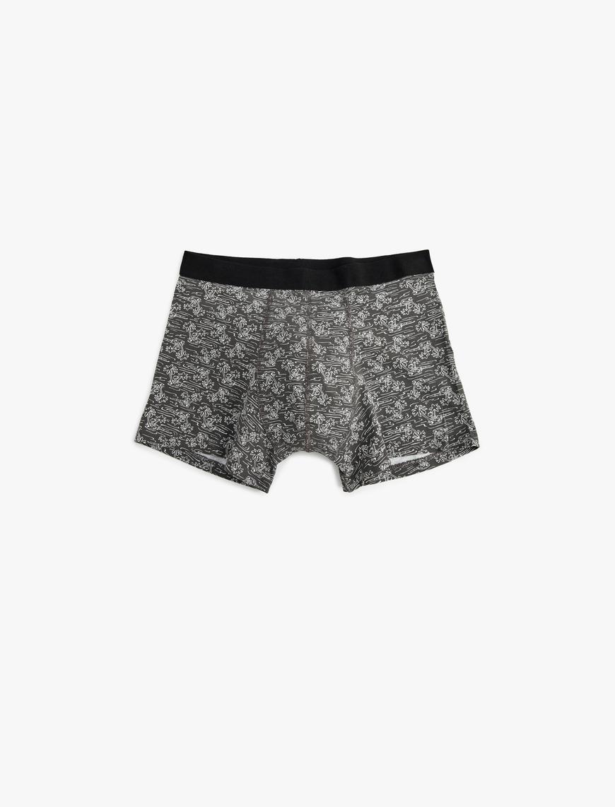   Boxer Seti 3'lü Slim Fit Palmiye Baskılı Pamuk Karışımlı