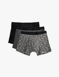 Boxer Seti 3'lü Slim Fit Palmiye Baskılı Pamuk Karışımlı