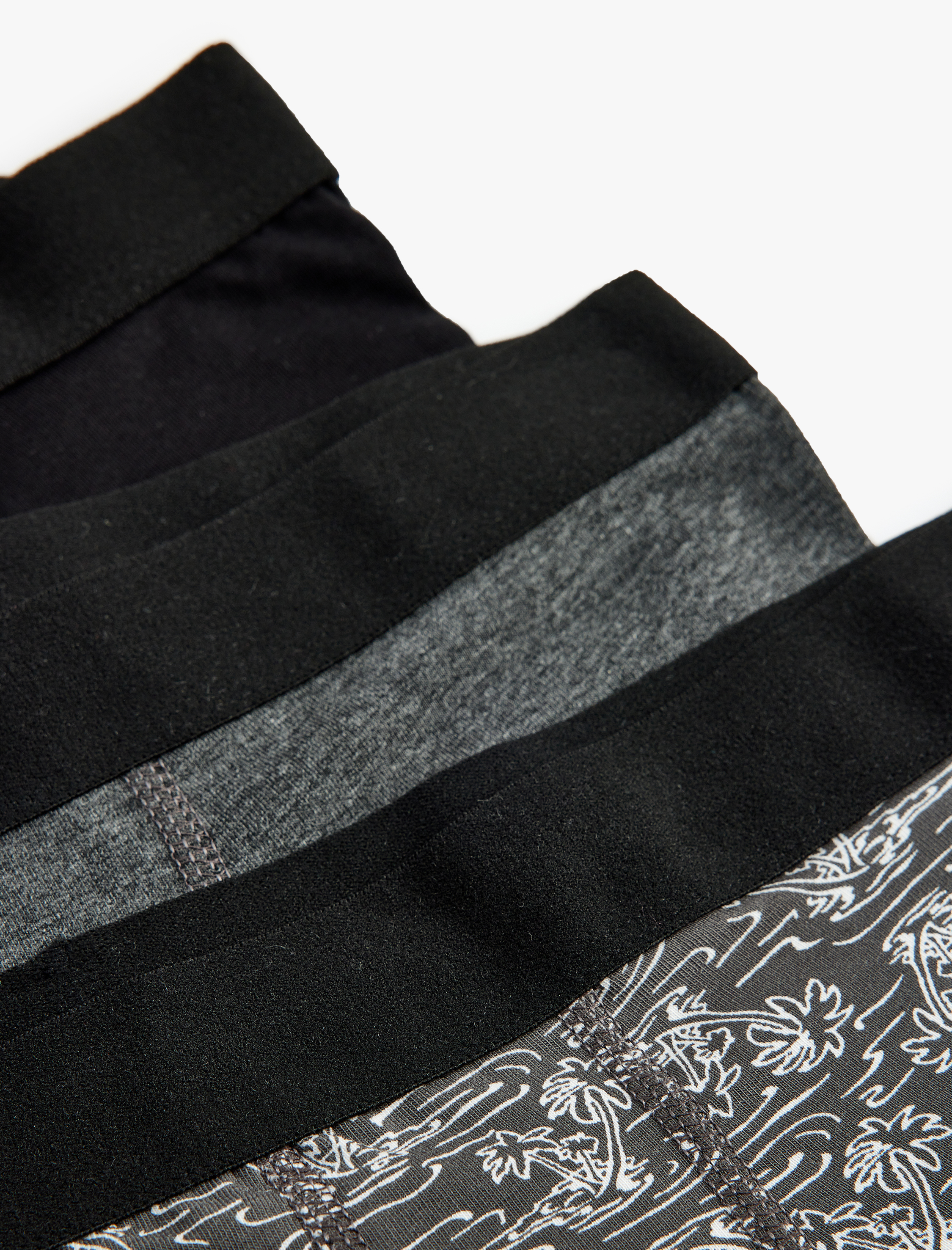 Boxer Seti 3'lü Slim Fit Palmiye Baskılı Pamuk Karışımlı