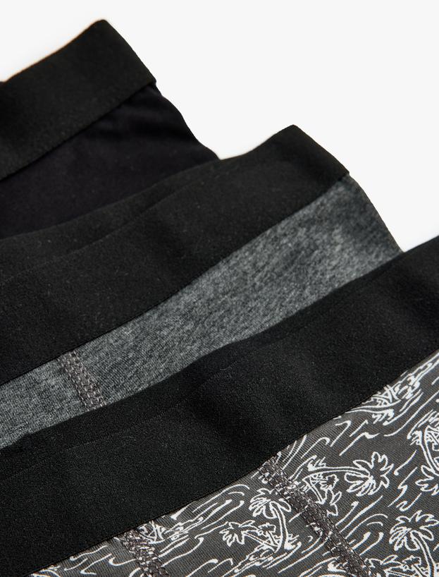 Boxer Seti 3'lü Slim Fit Palmiye Baskılı Pamuk Karışımlı_4