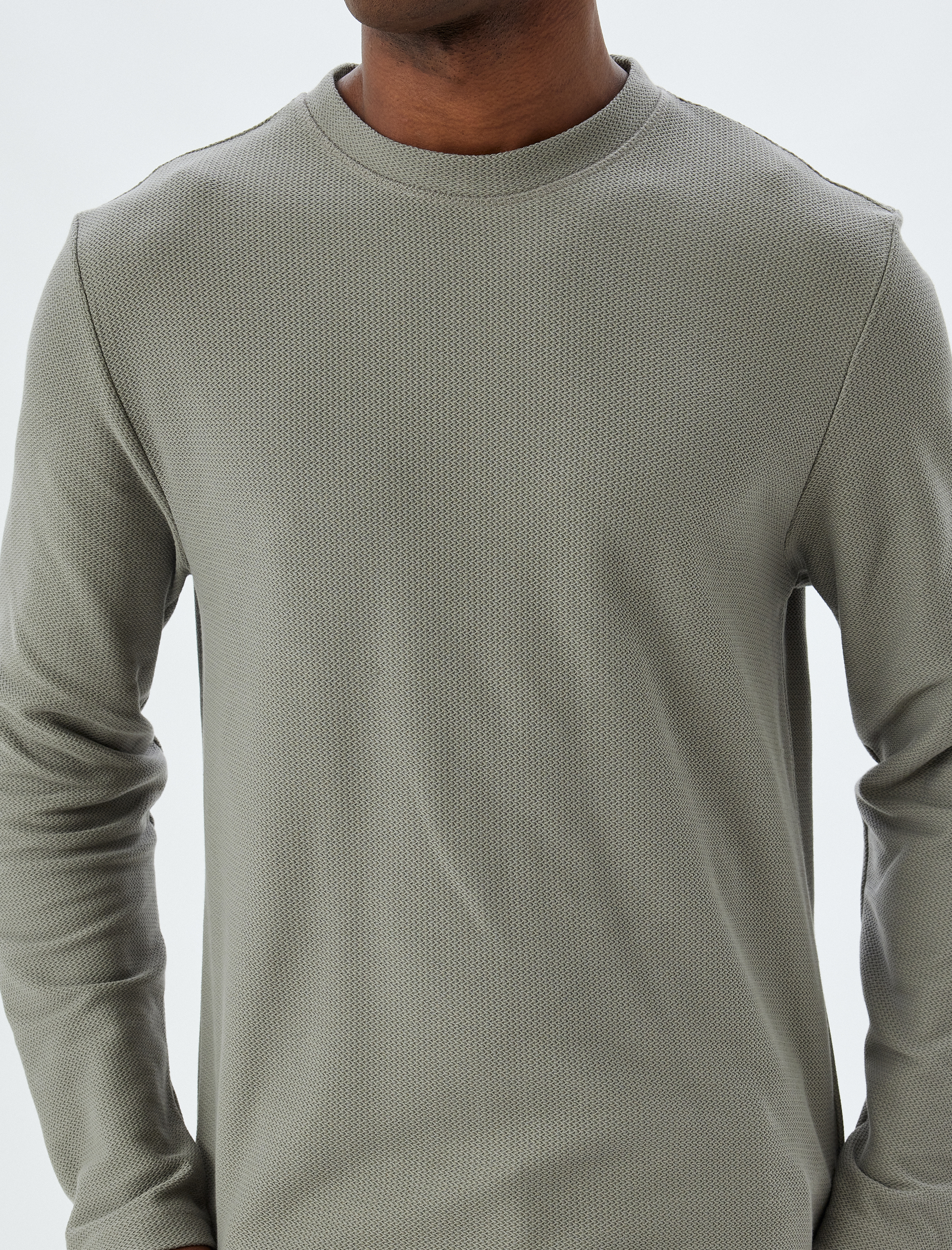   Uzun Kollu Tişört Basic Bisiklet Yaka Dar Kalıp Pamuklu