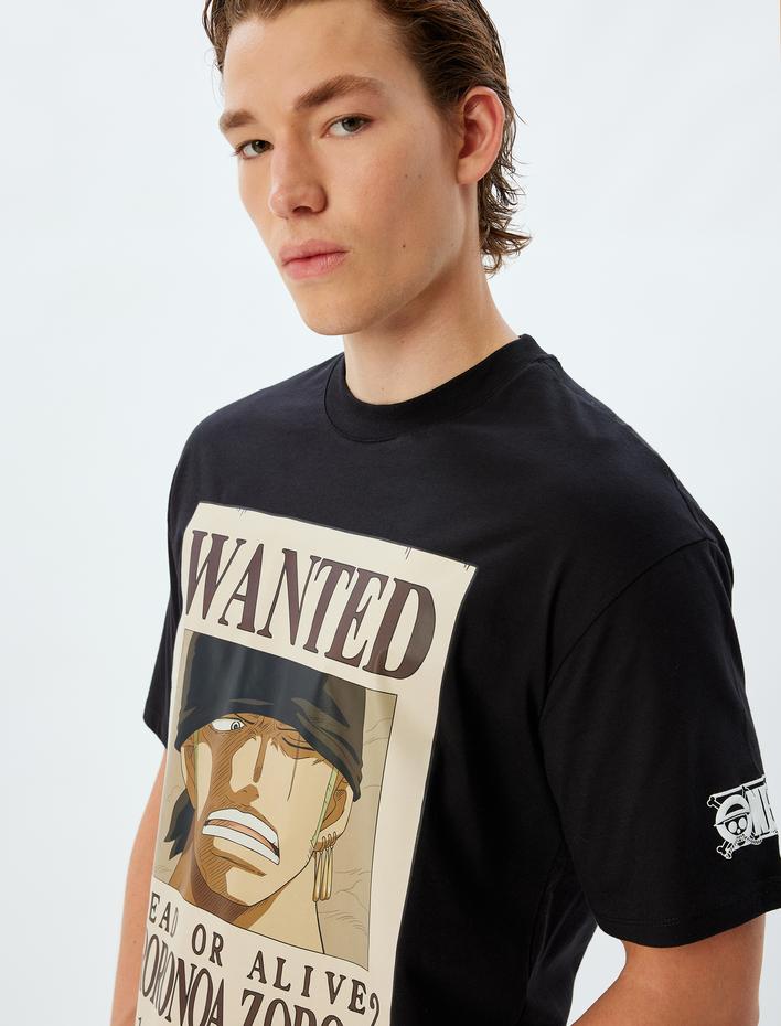  One Piece Tişört Lisanslı Oversize Bisiklet Yaka Kısa Kollu Pamuklu