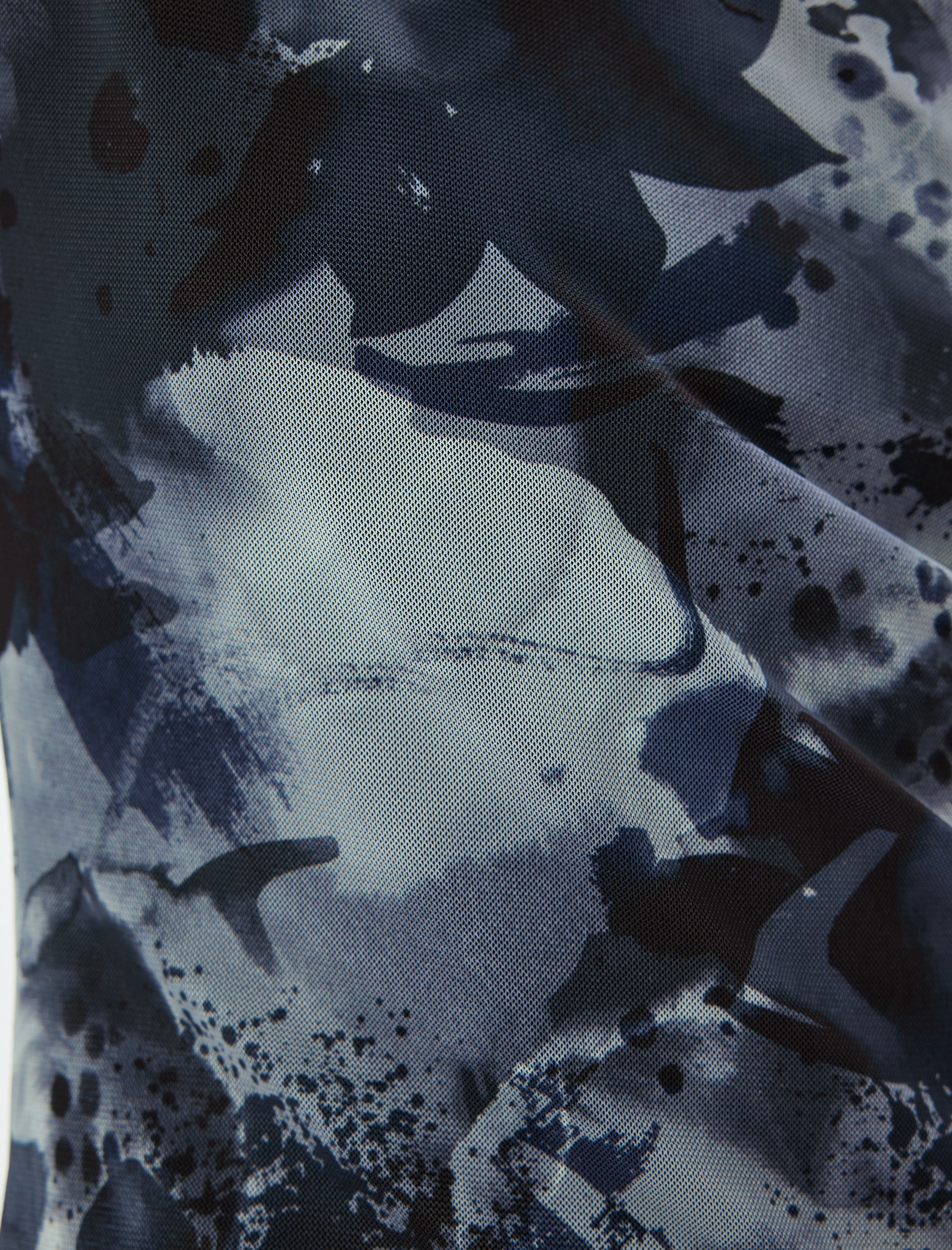   Omzu Açık Drapeli Asimetrik Kesim Midi Tül Elbise