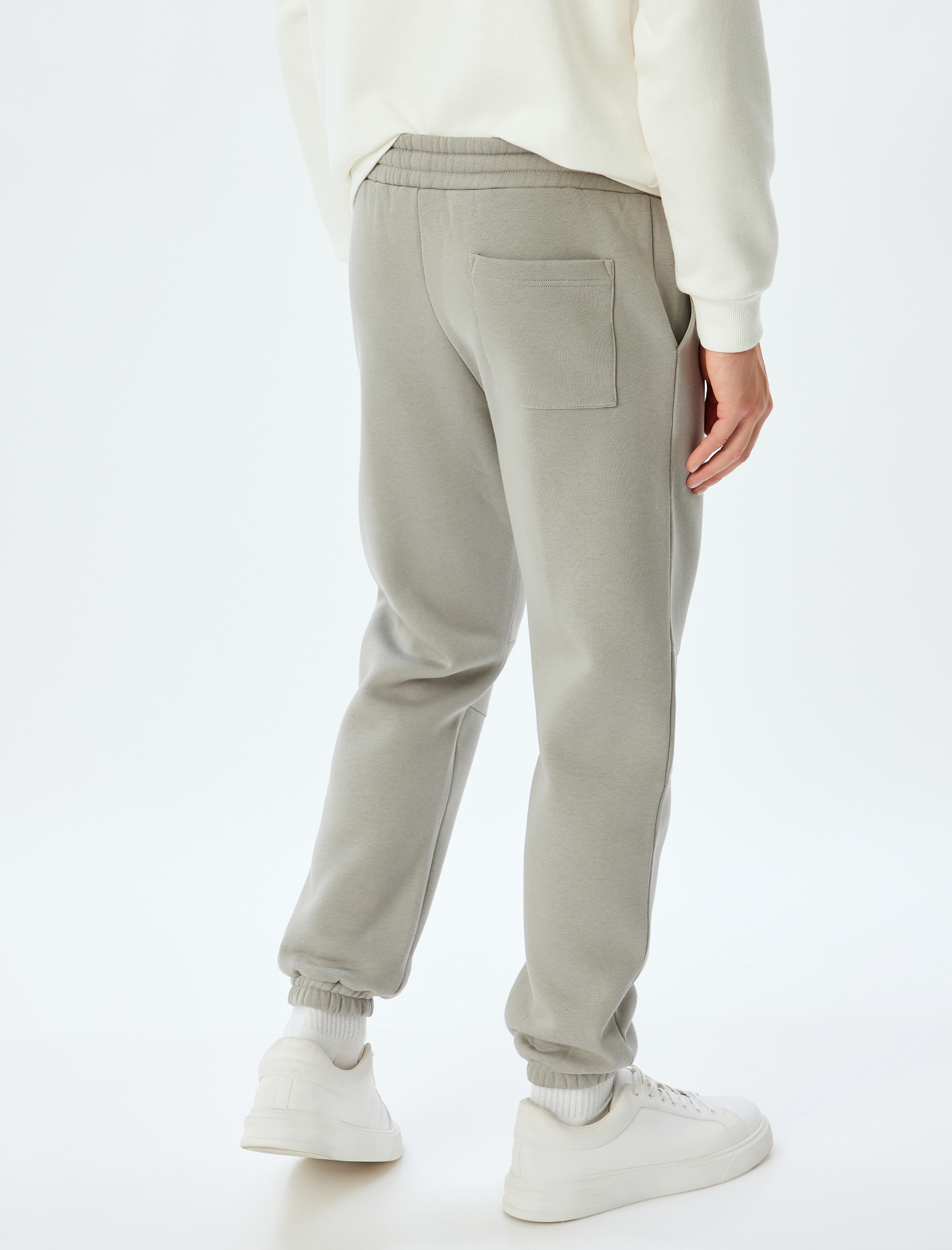   Kışlık Eşofman Altı Beli Bağcıklı Dikiş Detaylı Cepli Şardonlu Pamuk Karışımlı