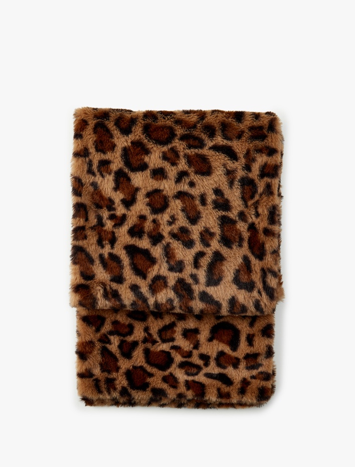 Kadın Suni Kürk Leopar Atkı - Koton X Zeynep Bastık