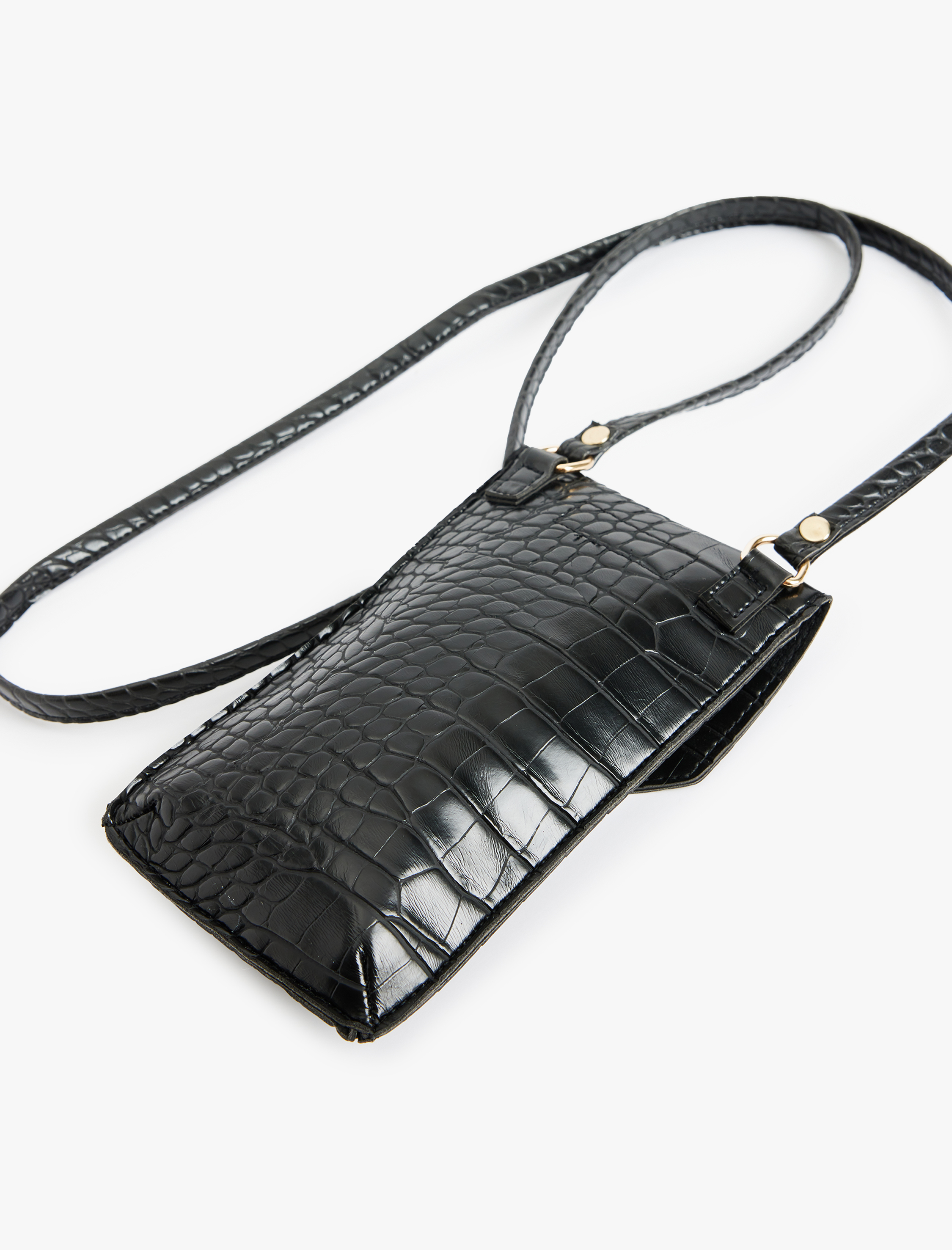  Kadın Telefon Çantası Suni Deri Kroko Görünümlü Askılı