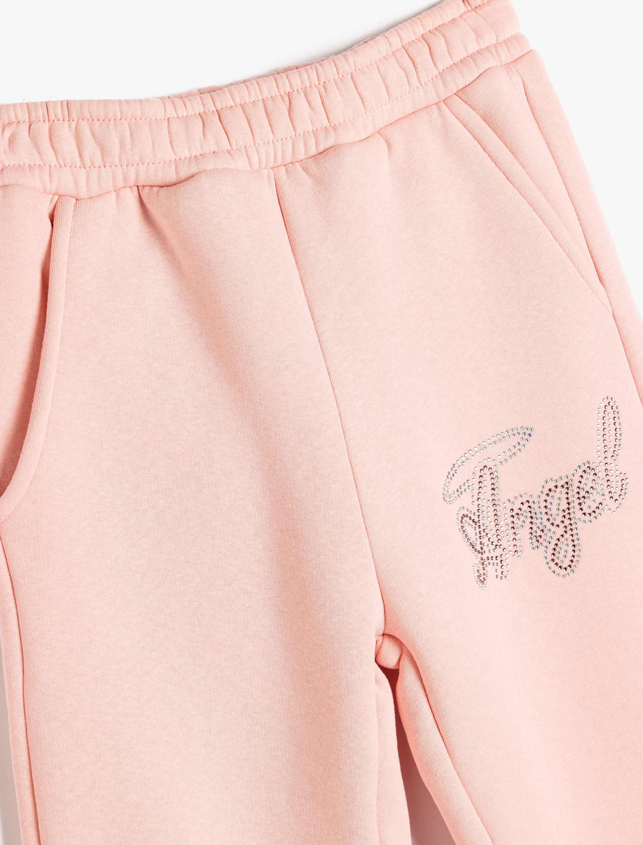  Kız Çocuk İşlemeli Cep Detaylı Şardonlu Jogger Eşofman Altı