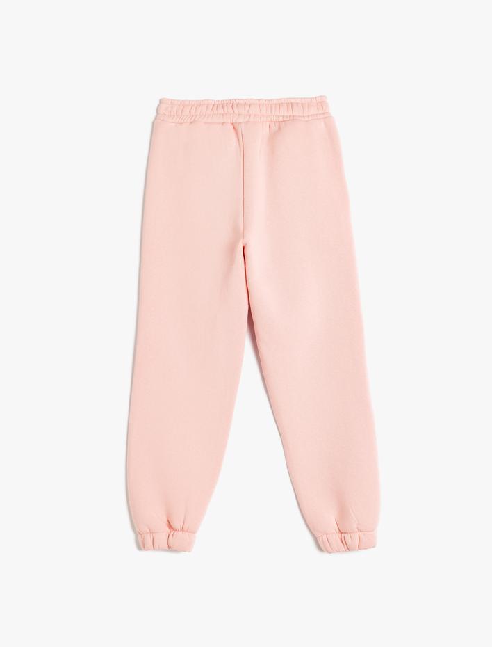 Kız Çocuk İşlemeli Cep Detaylı Şardonlu Jogger Eşofman Altı