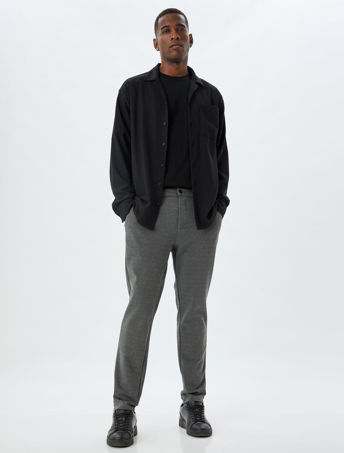  Chino Pantolon Cep Detaylı Viskon Karışımlı