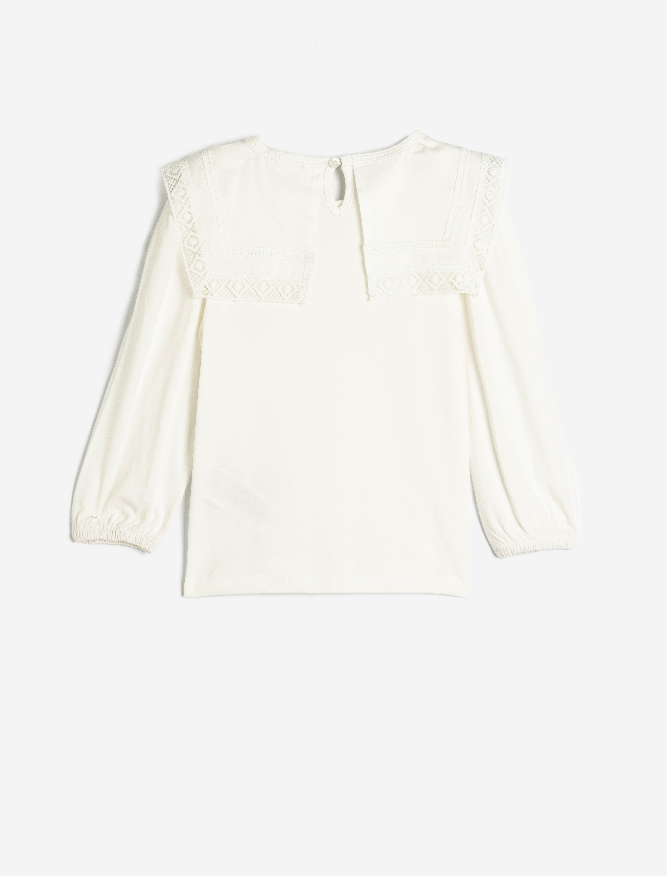 Kız Çocuk Uzun Kollu Pamuklu Geniş Bebe Yaka Okul Tişörtü