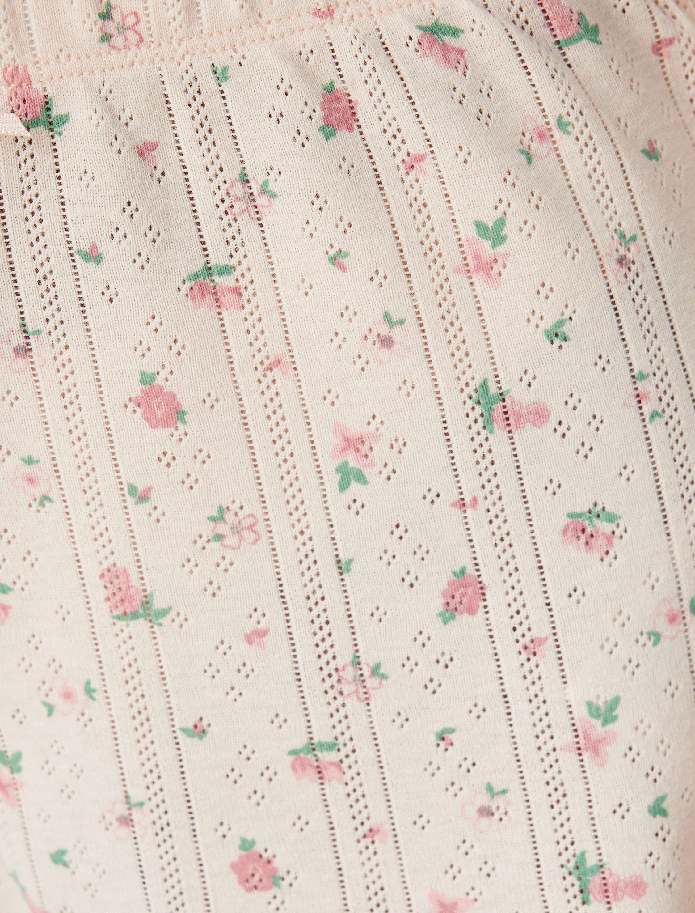   Çiçekli Şort Pijama Altı Mini Boy Dokulu