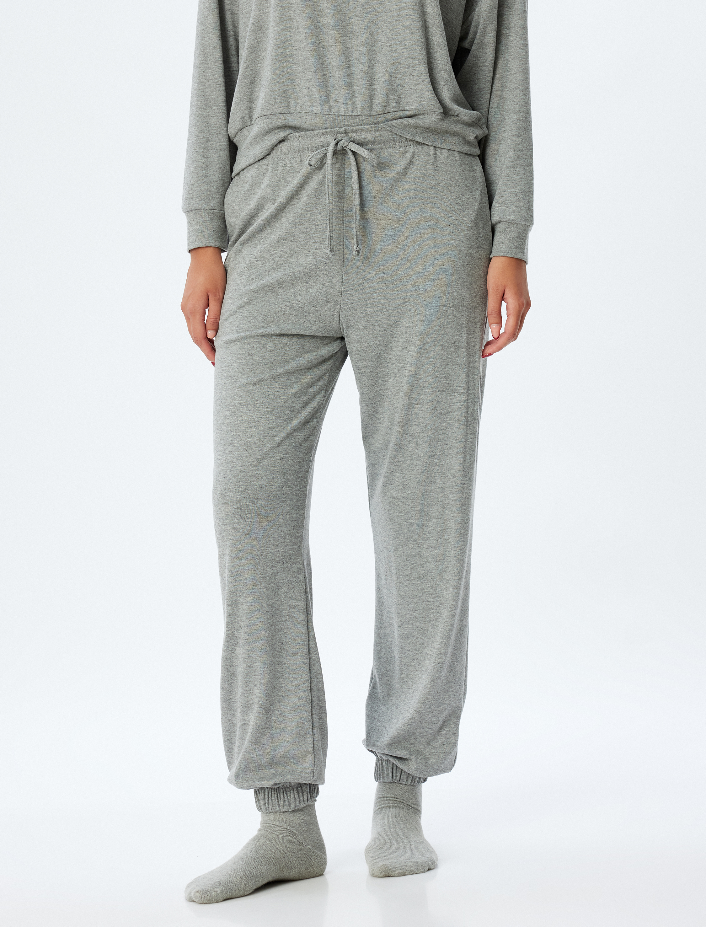   Örme Pijama Altı Jogger Beli Bağlamalı