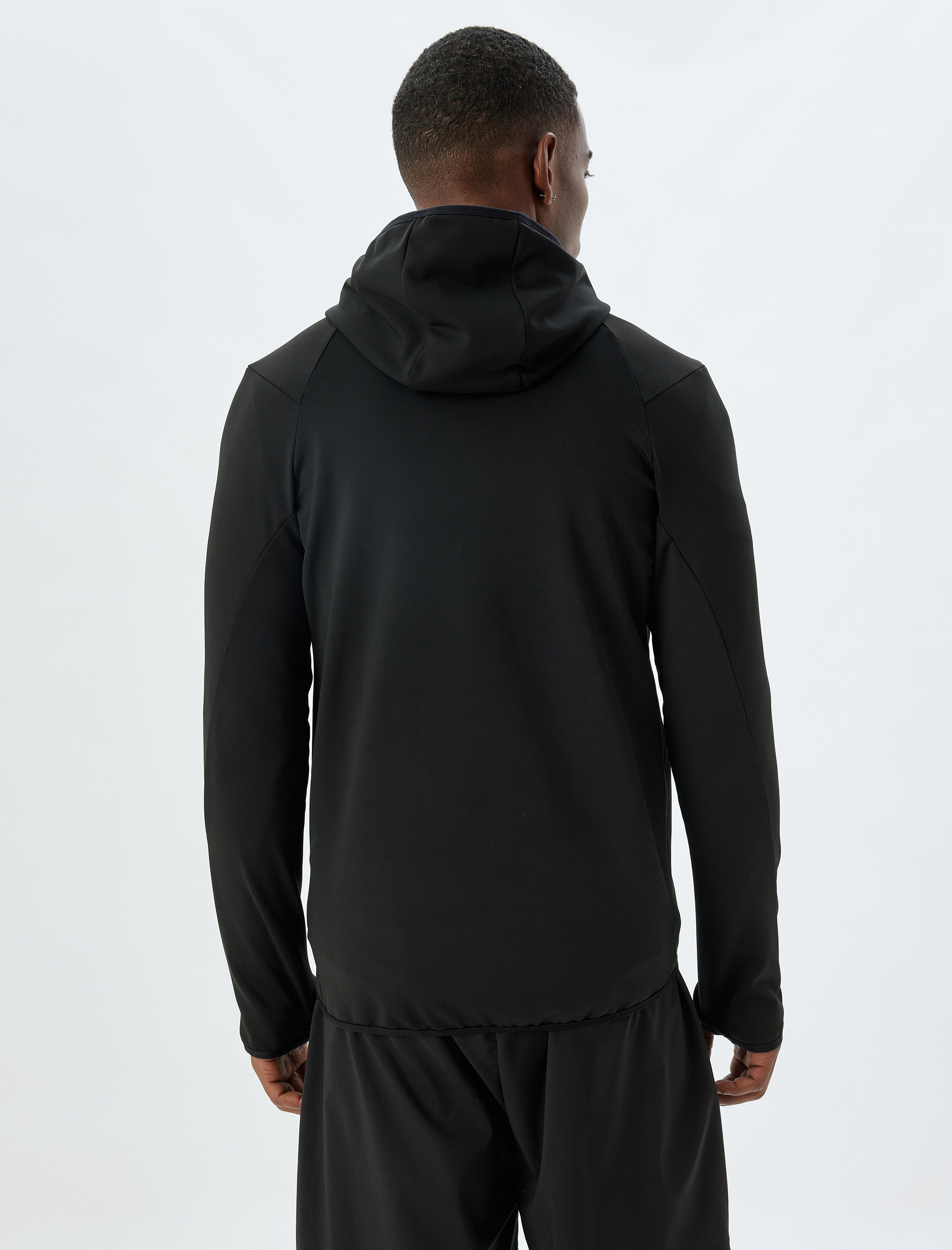 Spor Sweatshirt Kapşonlu Slim Fit İçi Şardonlu Yumuşak Tuşe Fermuarlı Cep Detaylı Uzun Kollu