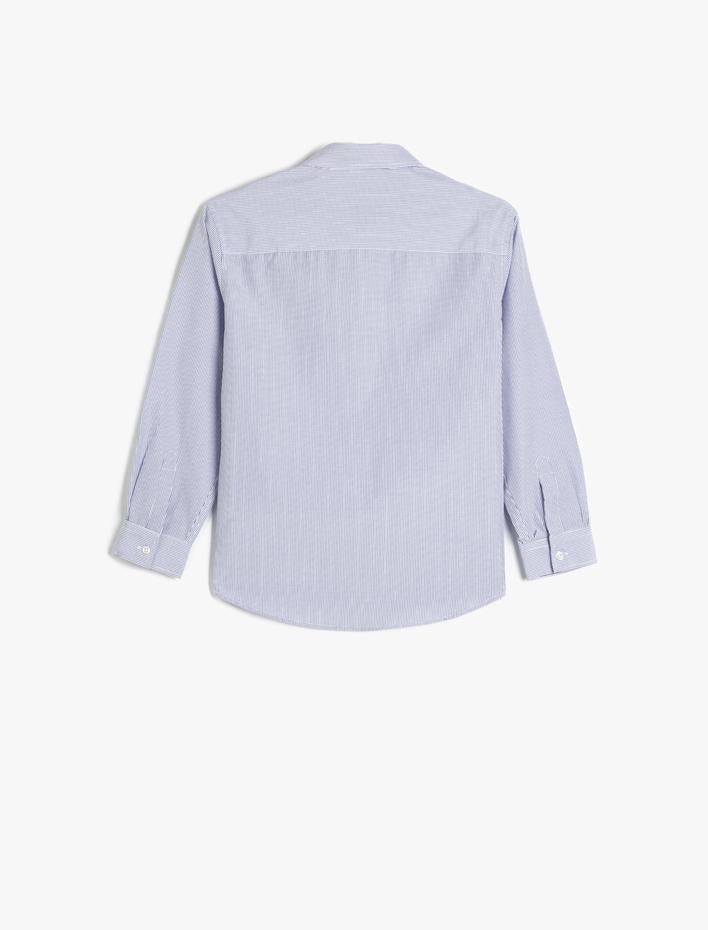 Erkek Çocuk Gömlek Uzun Kollu Klasik Yaka İşleme Detaylı Düğme Kapamalı